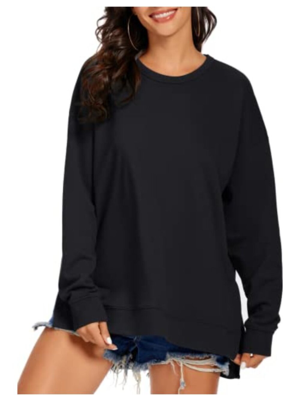 Women's Oversized Sweatshirt Batwing Sleeve High Low Pullover Casual